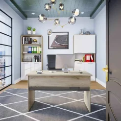 Scrivania 140x60cm ufficio moderna rovere antracite lucido Time Q