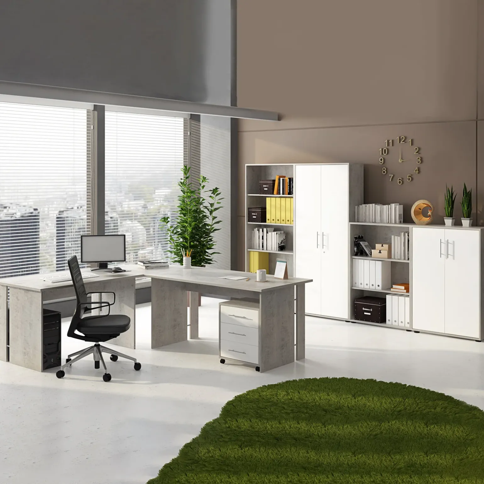Scrivania 120x75cm ufficio moderna cemento Woody