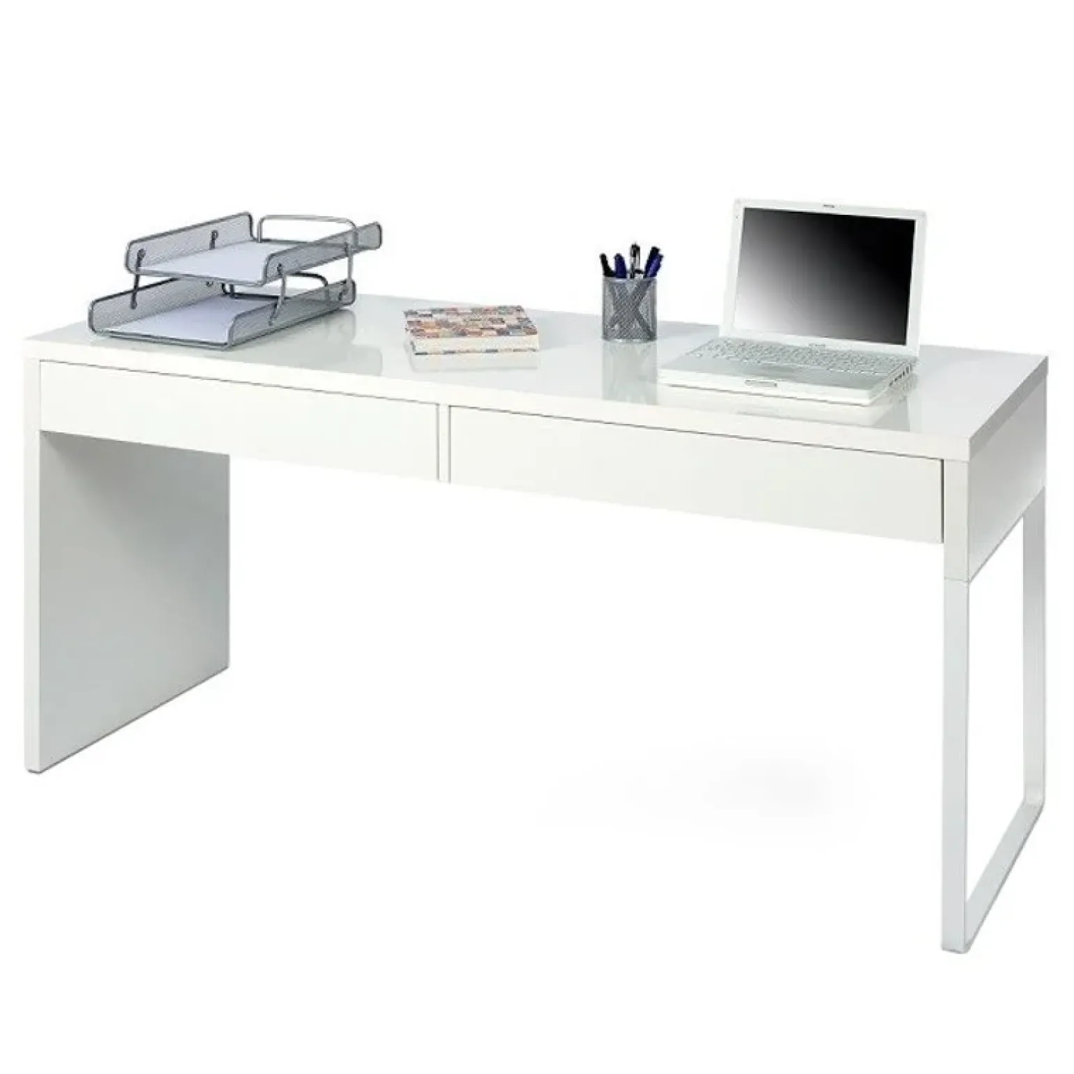 Scrivania 138x50cm ufficio salvaspazio moderna bianco opaco Sense