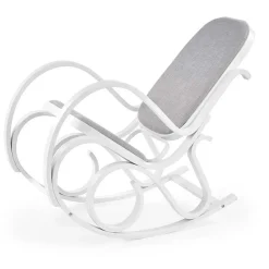 Sedia a dondolo in tessuto grigio legno bianco Hacchan