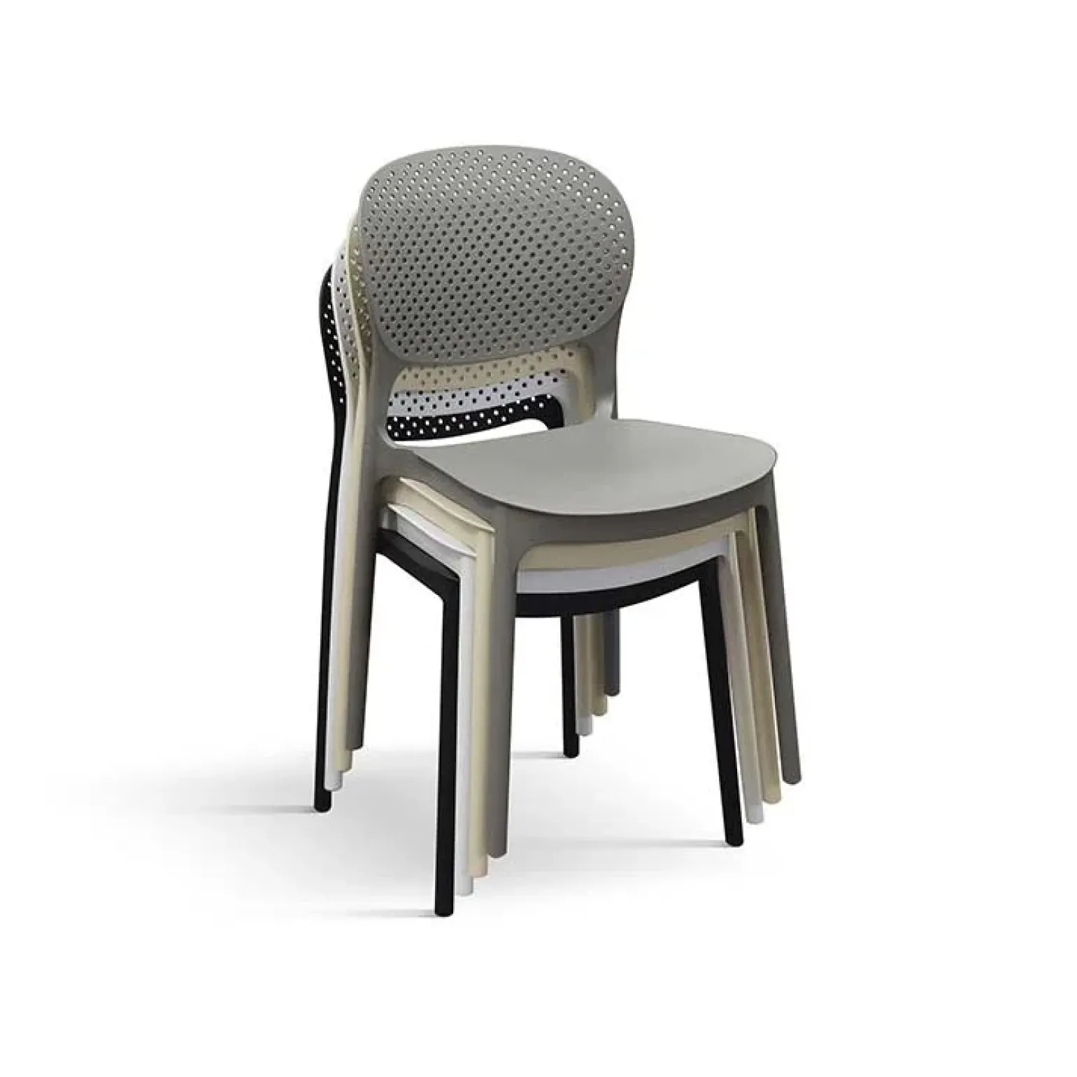 Sedia da giardino esterno bar dehors impilabile in polipropilene nero Elbow