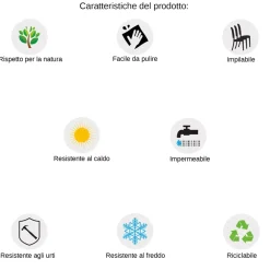 Sedia da giardino esterno bar dehors moderna in polipropilene con braccioli nera Gemma