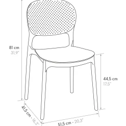 Sedia da giardino esterno bar dehors impilabile in polipropilene bianca Elbow