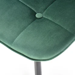 Sedia da pranzo imbottita in velluto verde Amos