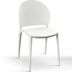 Sedia da pranzo impilabile moderna in polipropilene bianco Pelican