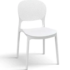 Sedia da pranzo impilabile moderna in polipropilene bianco Elbow