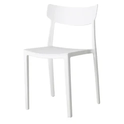 Sedia da pranzo impilabile moderna in polipropilene bianco Hans