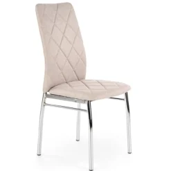 Sedia da pranzo in tessuto beige con gambe in metallo Amanda