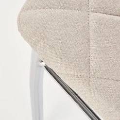 Sedia da pranzo in tessuto beige con gambe in metallo Amanda