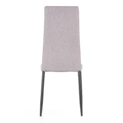 Sedia da pranzo moderna in tessuto grigio e metallo nero Ylenia