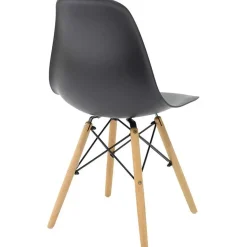Sedia da pranzo stile scandinavo in polipropilene nero gambe legno Efesto