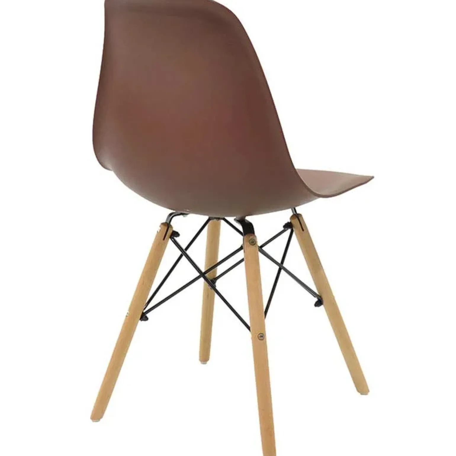 Sedia da pranzo stile scandinavo in polipropilene marrone gambe legno Efesto