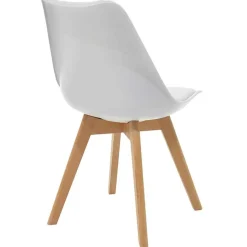 Sedia da pranzo stile scandinavo imbottita bianca gambe legno Riccia