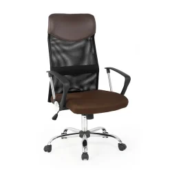 Sedia da ufficio con braccioli girevole in tessuto marrone Mack