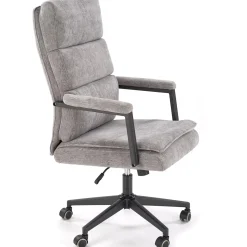 Sedia da ufficio con ruote e braccioli in tessuto grigio Yara