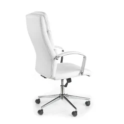 Sedia da ufficio design con ruote in ecopelle bianco Cascada