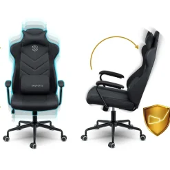 Sedia da ufficio ecopelle design moderno con ruote nero Ergosupport