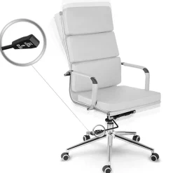 Sedia da ufficio ecopelle design moderno con ruote bianca Officepro
