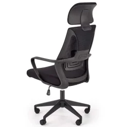 Sedia da ufficio regolabile con ruote in tessuto nero Clay