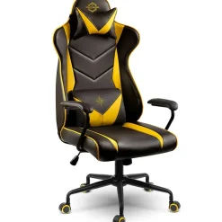 Sedia gaming regolabile con ruote in ecopelle nera giallo Game