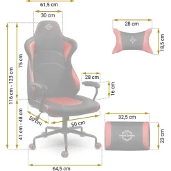 Sedia gaming regolabile con ruote in ecopelle nera rosso Game