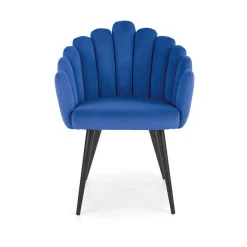 Sedia imbottita design moderno in velluto blu nero Alessia