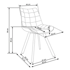 Sedia imbottita in velluto senape nero industrial Tessa