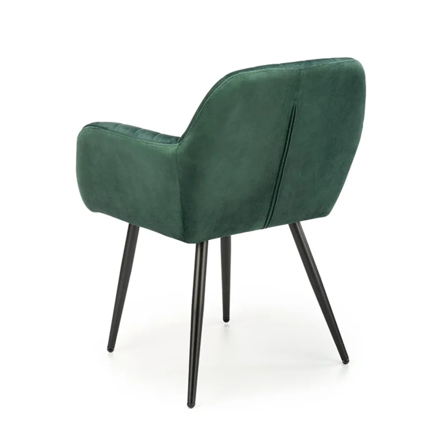 Sedia sala da pranzo con braccioli in tessuto velluto verde scuro Slash