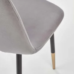 Sedia sala da pranzo imbottita in velluto acciaio grigio nero oro Nubia