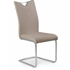 Sedia soggiorno in ecopelle beige con gambe in metallo Soraya
