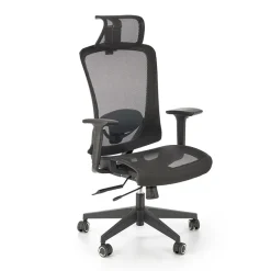 Sedia ufficio regolabile con ruote in tessuto nero Bonito