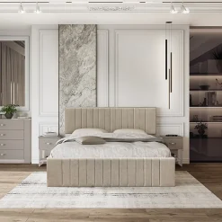 Set 2 comodini moderni 40x59h cm 1 cassetto  beige Emporio