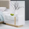 Set 2 comodini 60x102h cm design bianco lucido rovere Noa