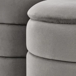 Set 2 pouf contenitori in velluto grigio Xavier