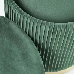Set 2 pouf design da salotto contenitore in velluto verde Cubal