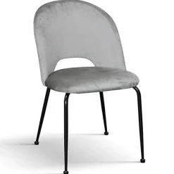 Set 4 sedie da pranzo imbottite in velluto grigio metallo Maxim