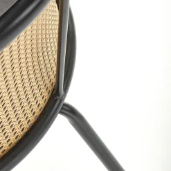 Set 4 sedie da pranzo in rattan e velluto grigio Triski