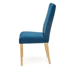Set 2 sedie da pranzo in tessuto velluto trapuntato blu rovere chiaro Doha