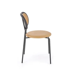 Set 4 sedie da sala in rattan ed ecopelle marrone chiaro Tiny