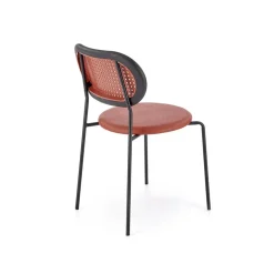 Set 4 sedie da sala in rattan ed ecopelle bordeaux Tiny