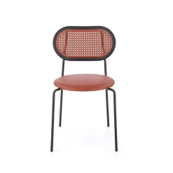 Set 4 sedie da sala in rattan ed ecopelle bordeaux Tiny