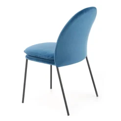 Set 4 sedie da sala moderne in tessuto blu navy Orco