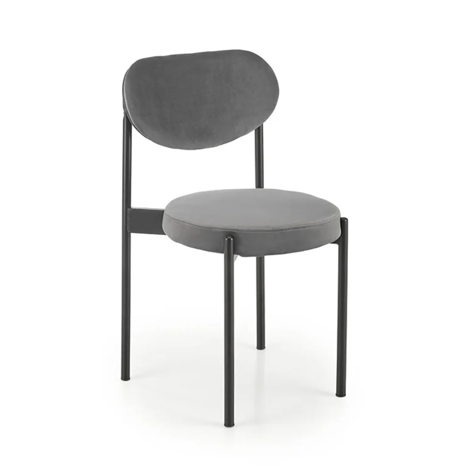 Set 4 sedie da soggiorno in tessuto grigio nero Leela