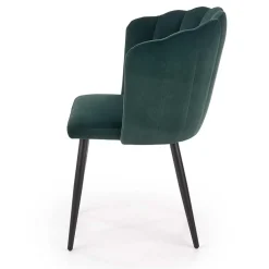 Set 2 sedie soggiorno imbottite in velluto verde con gambe in nero Cinzia