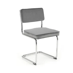 Set 4 sedie soggiorno moderne in velluto grigio acciaio Vader