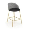 Set 2 sgabelli alti moderni in velluto nero bianco oro Tauret