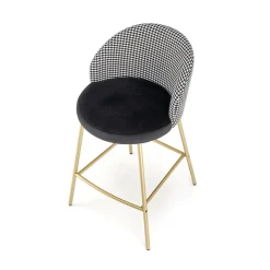 Set 2 sgabelli alti moderni in velluto nero bianco oro Tauret