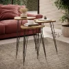 Set 3 tavolini da salotto industrial rovere metallo Agnes