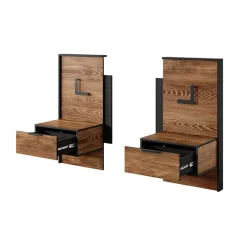 Set comodini 49x102h cm con led quercia nero Smooty