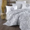 Set copripiumino moderno singolo e federa 140x220cm bianco grigio Meriel